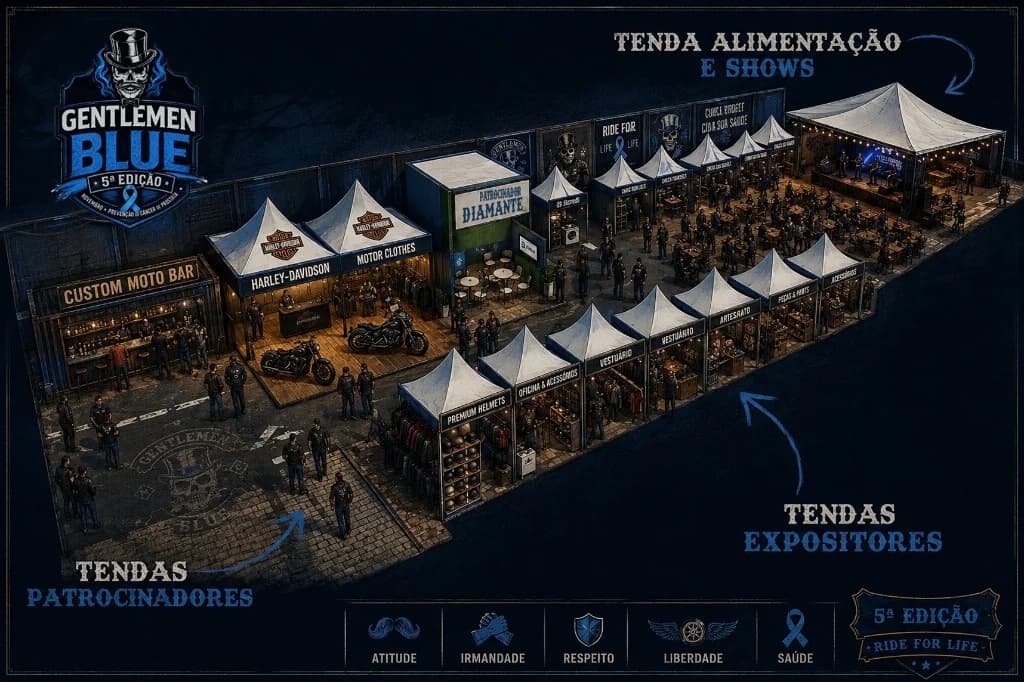Mapa isométrico da estrutura do evento Gentlemen Blue